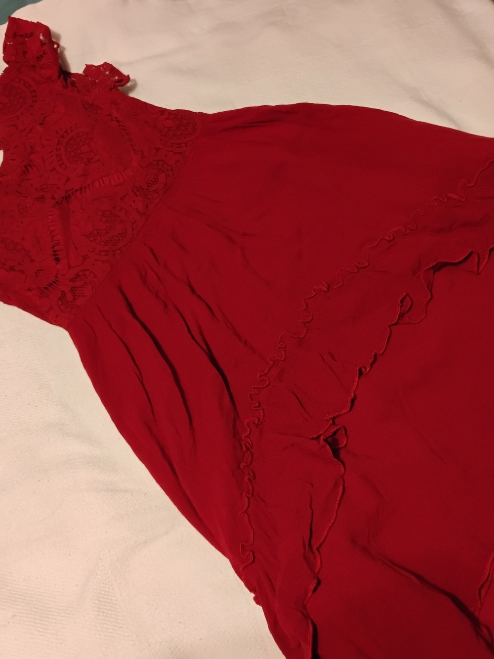 SHEIN Red Lace Bodice Ruffled Formal Dress - Kids